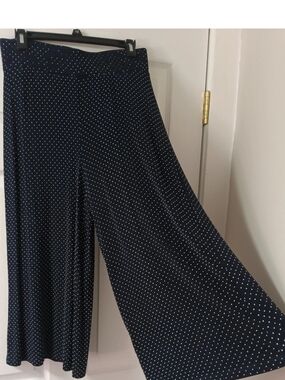 Chico's Navy and White Polka Dot Wide-Leg Pants